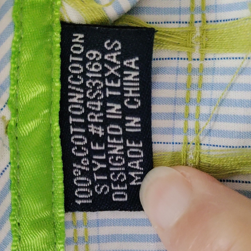 6173 Panhandle Slim Rough Stock lt blue & green Western shirt M - Picture 14 of 15